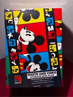 Vintage Disney Mickey Unlimited Photo & Video Storage Box Plus New Sealed 90s